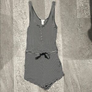 Black and white striped romper